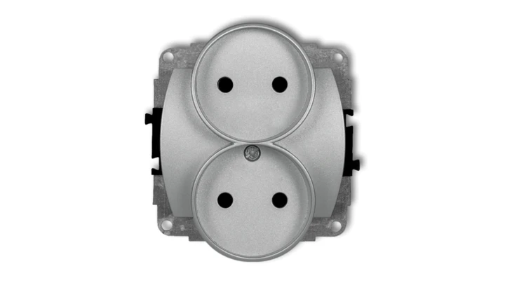 TREND Gniazdo podwójne b/u srebrny metalik 7GPR-2p