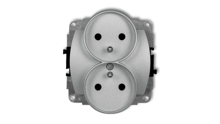 TREND Gniazdo podwójne z/u srebrny metalik 7GPR-2zp
