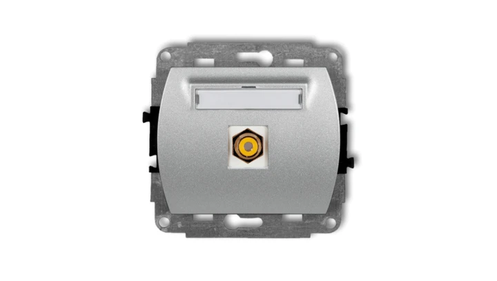 TREND Gniazdo pojedyncze RCA (typu cinch - żółty, pozłacany) srebrny metalik 7GRCA-1