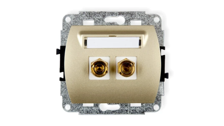 TREND Gniazdo głośnikowe pojedyncze (typu banan - czerwony i czarny, pozłacany, 4 mm2, do lutowania) złoty 6GG-3