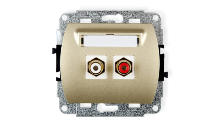 TREND Gniazdo podwójne RCA (typu cinch - biały i czerwony, pozłacany) złoty 6GRCA-2