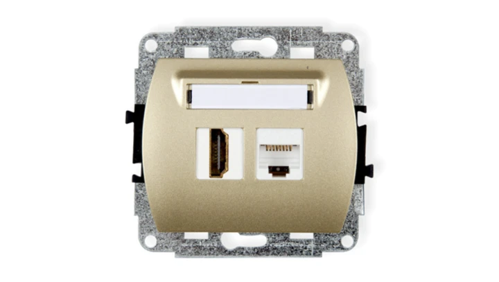 TREND Gniazdo pojedyncze HDMI + Gniazdo komputerowe pojedyncze 1xRJ45, kat. 5e, 8-stykowy złoty 6GHK