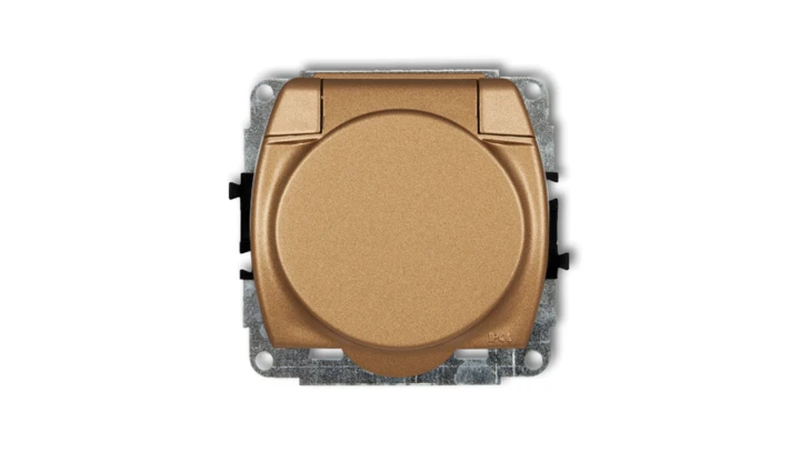 TREND Gniazdo bryzgoszczelne z/u (klapka złoty metalik) złoty metalik 8GPB-1zp