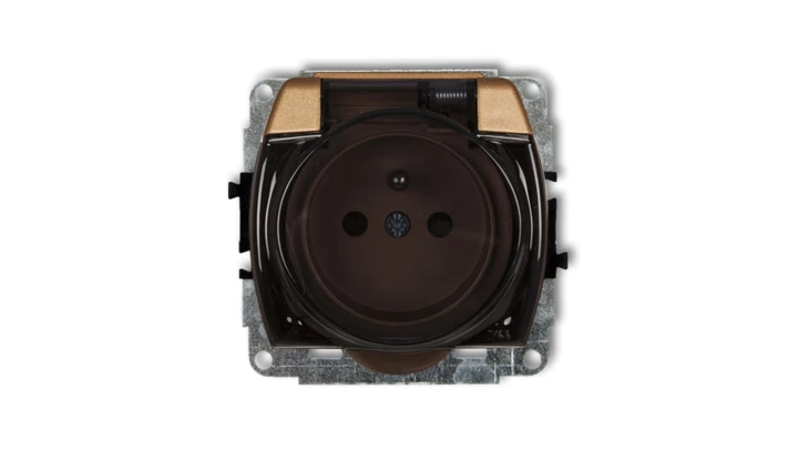 TREND Gniazdo bryzgoszczelne z/u (klapka dymna) złoty metalik 8GPB-1zdp