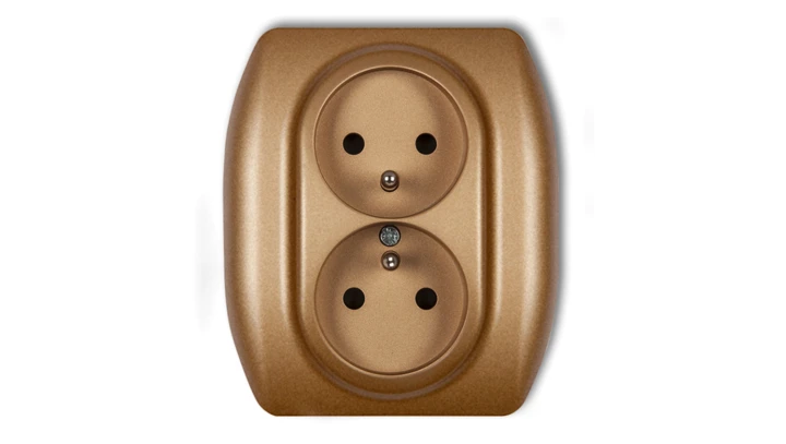 TREND Gniazdo podwójne z/u złoty metalik 8GP-2zp