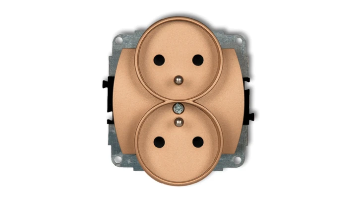 TREND Gniazdo podwójne z/u złoty metalik 8GPR-2zp