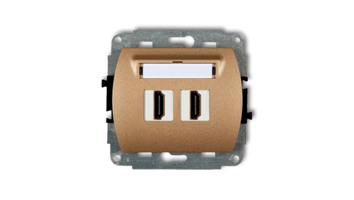 TREND Gniazdo podwójne HDMI złoty metalik 8HDMI-2