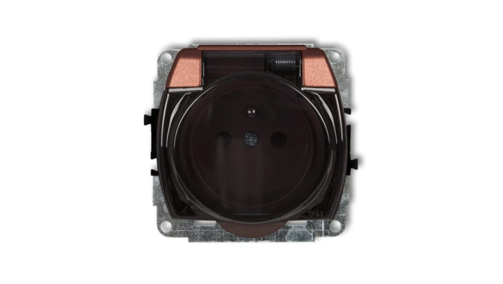 TREND Gniazdo bryzgoszczelne z/u (klapka dymna) brązowy metalik 9GPB-1zdp