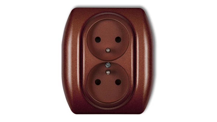 TREND Gniazdo podwójne z/u brązowy metalik 9GP-2zp
