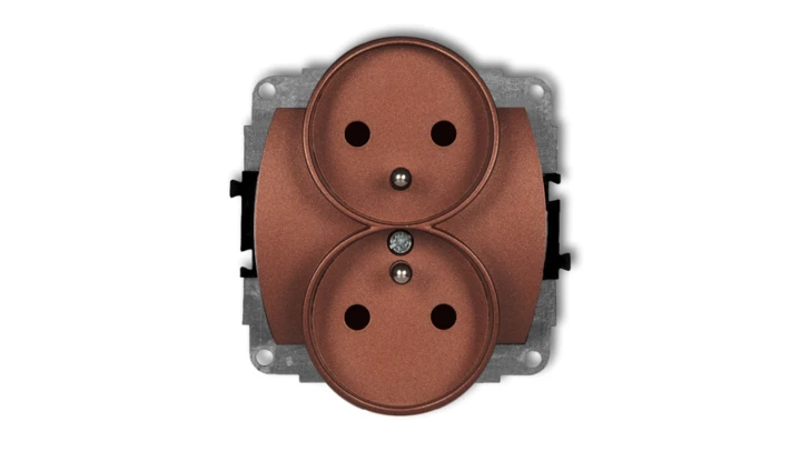 TREND Gniazdo podwójne z/u brązowy metalik 9GPR-2zp