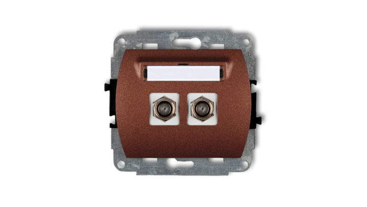 TREND Gniazdo antenowe podwójnego typu F (SAT) pozłacany brĄzowy metalik 9GF-2.1