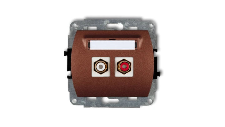 TREND Gniazdo podwójne RCA (typu cinch - biały i czerwony, pozłacany) brĄzowy metalik 9GRCA-2