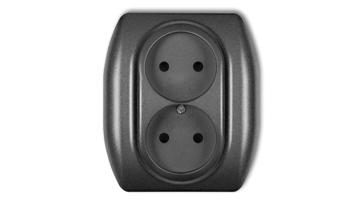 TREND Gniazdo podwójne b/u grafitowy 11GP-2p