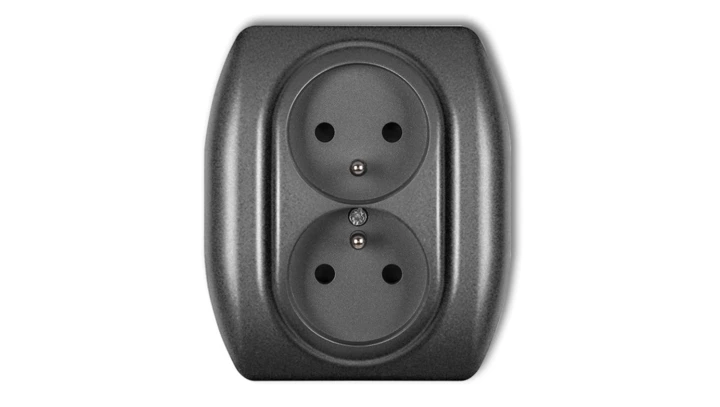 TREND Gniazdo podwójne z/u grafitowy 11GP-2zp