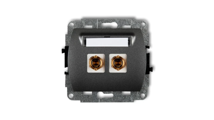 TREND Gniazdo głośnikowe pojedyncze (typu banan - czerwony i czarny, pozłacany, 4 mm2, do lutowania) grafitowy 11GG-3