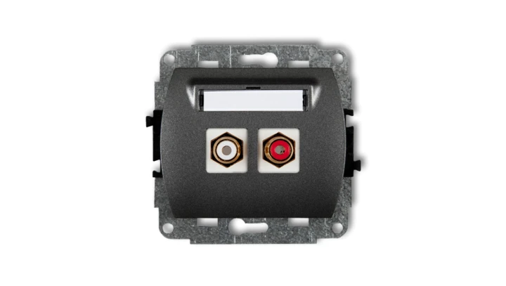 TREND Gniazdo podwójne RCA (typu cinch - biały i czerwony, pozłacany) grafitowy 11GRCA-2