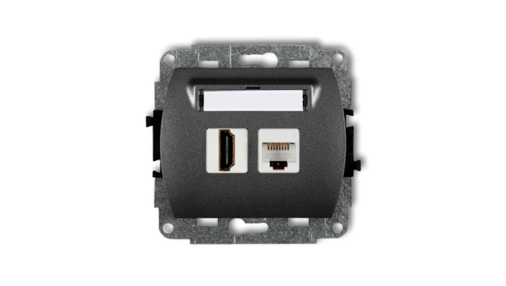 TREND Gniazdo pojedyncze HDMI + Gniazdo komputerowe pojedyncze 1xRJ45, kat. 5e, 8-stykowy grafitowy 11GHK