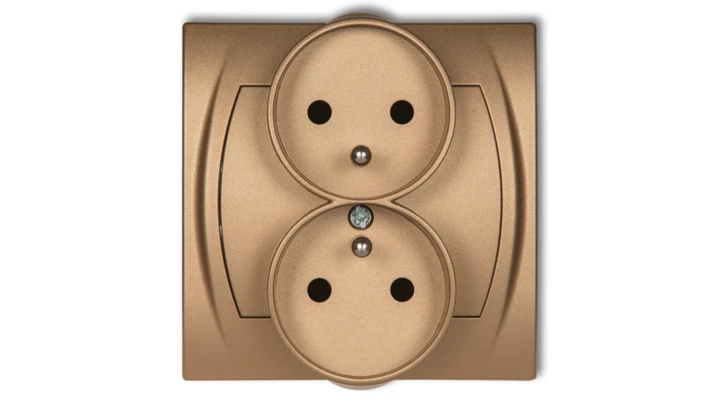 LOGO Gniazdo podwójne z/u z przesłonami złoty metalik 8LGPR-2zp