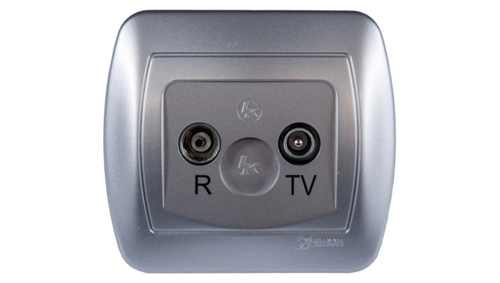 Simon Akord Gniazdo antenowe RD/TV końcowe separowane aluminium metalizowane AAK/26