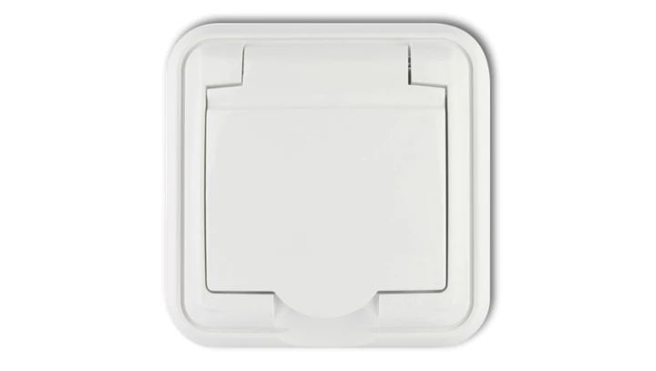 LIZA Gniazdo bryzgoszczelne z/u (klapka biała) biały GPH-1z