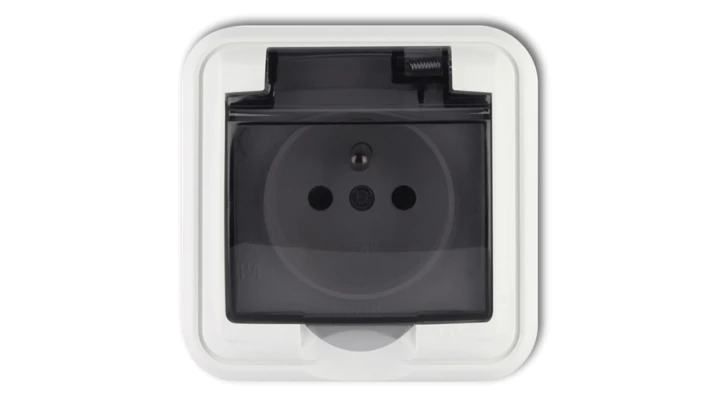 LIZA Gniazdo bryzgoszczelne z/u (klapka dymna) biały GPH-1zd