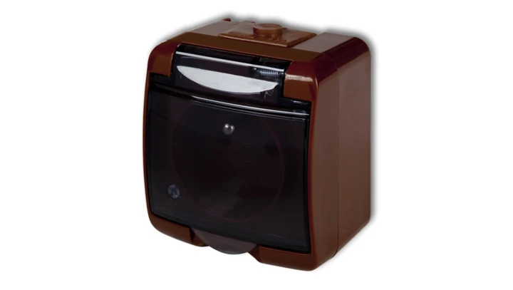 JUNIOR Gniazdo pojedyncze z/u (klapka dymna) brązowy 4GHE-1dp