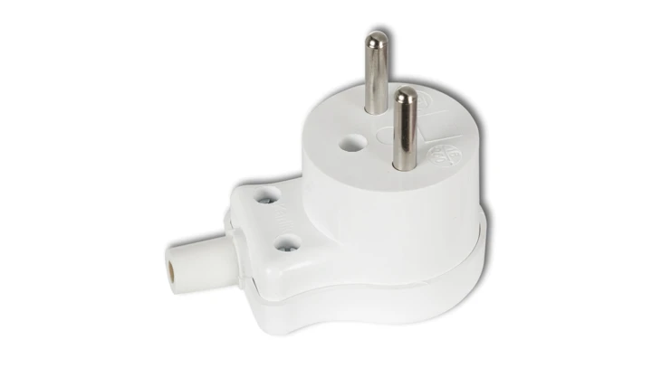 WTYCZKI Wtyczka kątowa bez uziemienia, skręcana biały WK-1