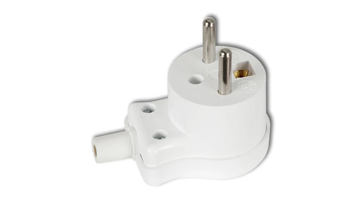 Wtyczka kątowa z/u 16A 250V rozbieralna biała WK-1z