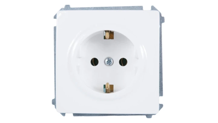 Simon Basic Gniazdo pojedyncze Schuko z/u 16A IP20 białe BMGSz1.01/11