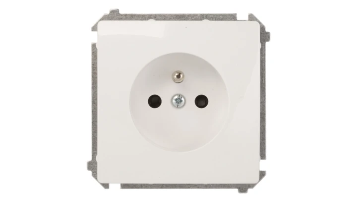Simon Basic Gniazdo pojedyncze z/u 16A IP20 z przesłoną torów białe BMGZ1z.01/11