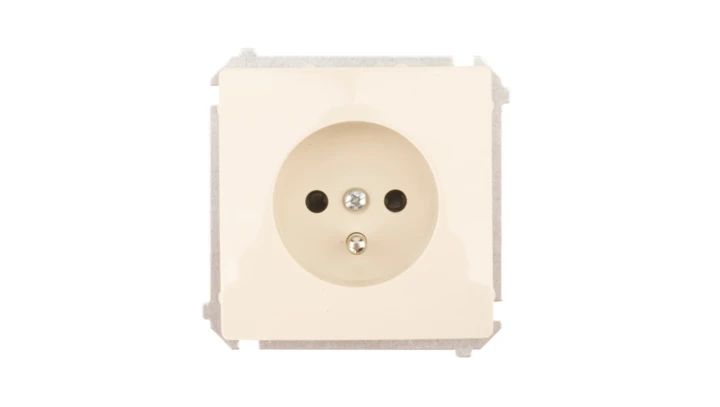 Simon Basic Gniazdo pojedyncze z/u 16A IP20 z przesłoną torów beżowe BMGZ1z.01/12