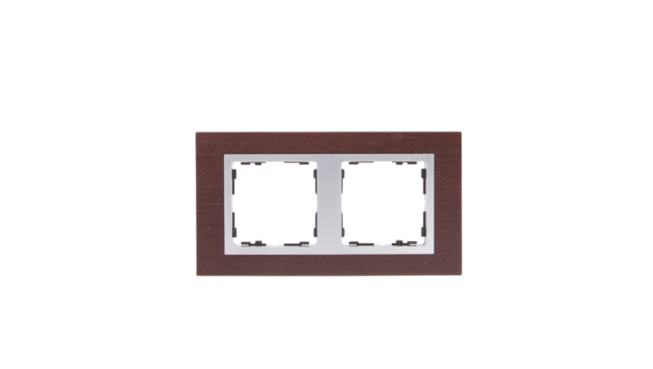 Simon 82 Ramka podwójna pozioma drewniana wenge/ ramka pośrednia aluminium mat 82927-65