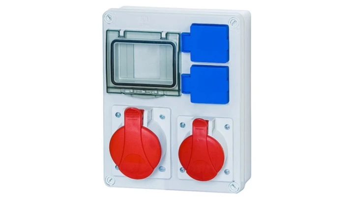 Rozdzielnica budowlana SYCYLIA 1x5P 16A 1x5P 32A 2x2P+Z 4 moduły ITALINE ITA00116 ELIT50526