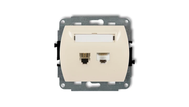 TREND Gniazda telefoniczne pojedyncze 1xRJ11 + komputerowego pojedynczego 1xRJ45, kat. 5e, 8-stykowy beżowy 1GTK