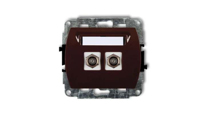 TREND Gniazdo antenowe podwójnego typu F (SAT) niklowany brązowy 4GF-2