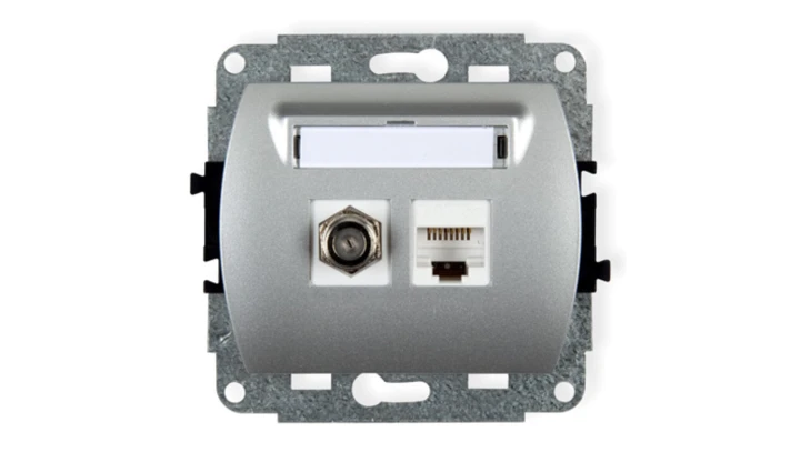 TREND Gniazdo antenowe pojedyncze typu F (SAT) + gniazda komputerowe pojedyncze 1xRJ45 kat. 5e 8-stykowy srebrny 5GFK-1