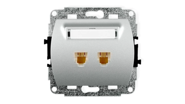 TREND Gniazda telefoniczne podwójne 2xRJ11, 4-stykowy srebrny 5GT-2