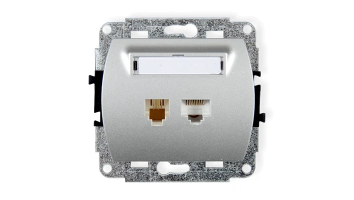 TREND Gniazda telefoniczne pojedyncze 1xRJ11 + komputerowego pojedynczego 1xRJ45, kat. 5e, 8-stykowy srebrny 5GTK