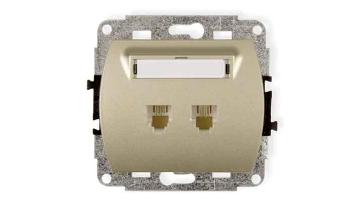 TREND Gniazda telefoniczne podwójne 2xRJ11, 4-stykowy złoty 6GT-2