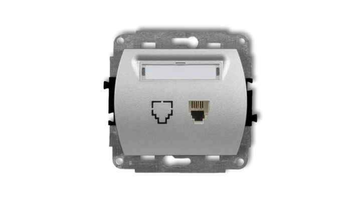 TREND Gniazda telefoniczne pojedyncze 1xRJ11, 4-stykowy srebrny metalik 7GT-1