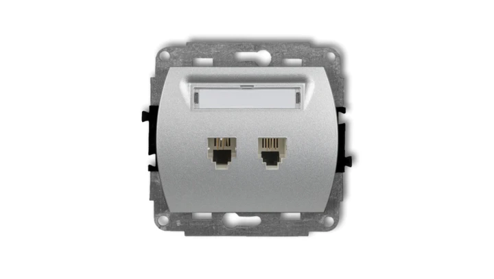 TREND Gniazda telefoniczne podwójne 2xRJ11, 4-stykowy srebrny metalik 7GT-2