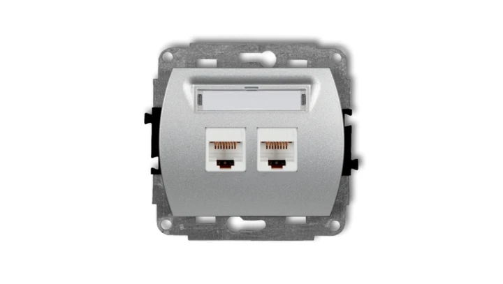 TREND Gniazda komputerowe podwójne 2xRJ45, kat. 6, 8-stykowy srebrny metalik 7GK-4