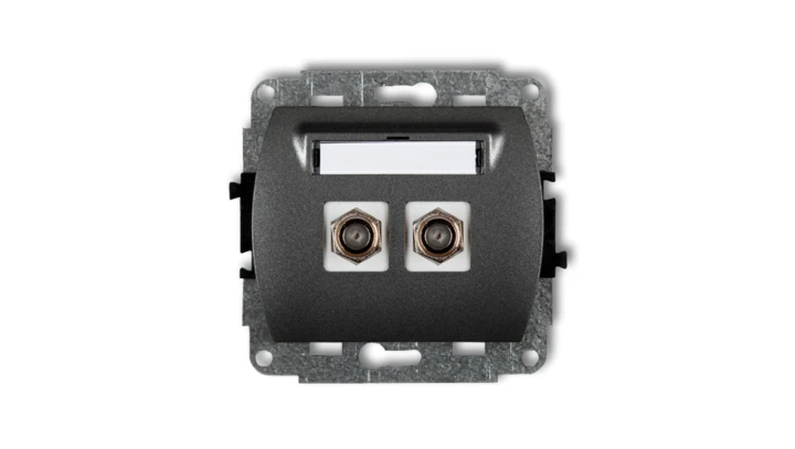 TREND Gniazdo antenowe podwójnego typu F (SAT) niklowany grafitowy 11GF-2