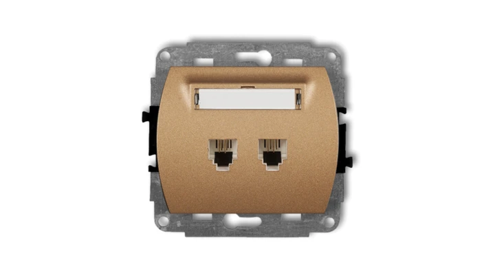 TREND Gniazda telefoniczne podwójne 2xRJ11, 4-stykowy złoty metalik 8GT-2
