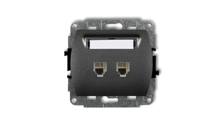 TREND Gniazda telefoniczne podwójne 2xRJ11, 4-stykowy grafitowy 11GT-2
