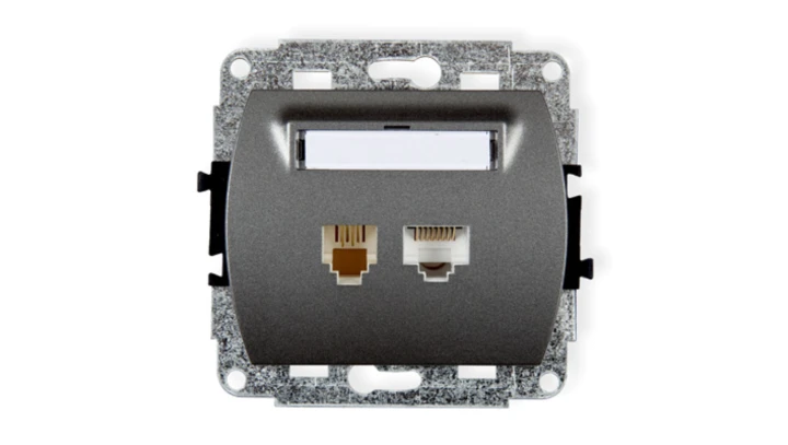 TREND Gniazda telefoniczne pojedyncze 1xRJ11 + komputerowego pojedynczego 1xRJ45, kat. 5e, 8-stykowy grafitowy 11GTK