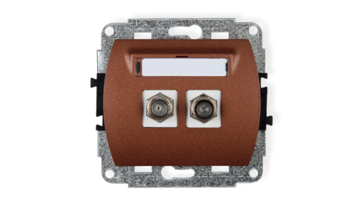 TREND Gniazdo antenowe podwójnego typu F (SAT) niklowany brĄzowy metalik 9GF-2