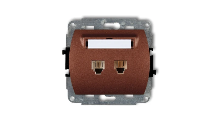 TREND Gniazda telefoniczne podwójne 2xRJ11, 4-stykowy brĄzowy metalik 9GT-2