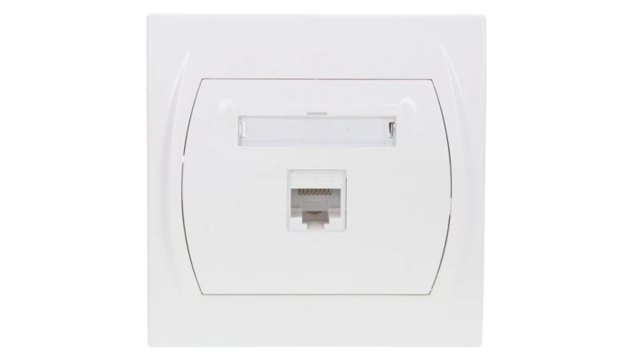 LOGO Gniazdo komputerowe pojedyncze 1xRJ45, kat. 5e, 8-stykowy biały LGK-1