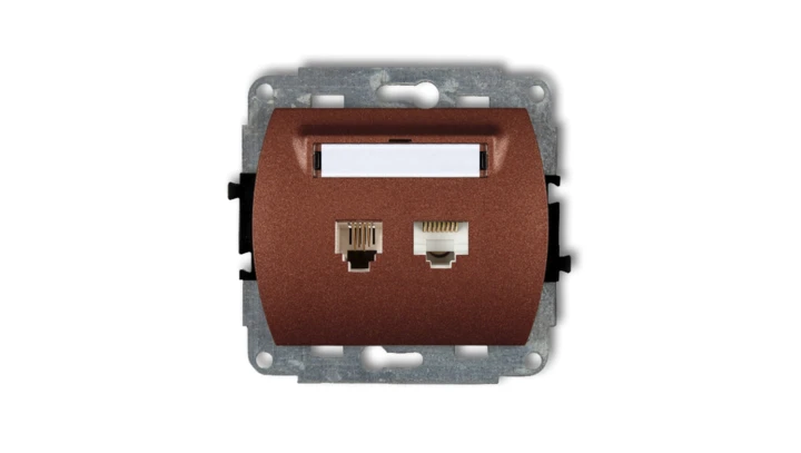 TREND Gniazda telefoniczne pojedyncze 1xRJ11 + komputerowego pojedynczego 1xRJ45, kat. 5e, 8-stykowy brĄzowy metalik 9GTK